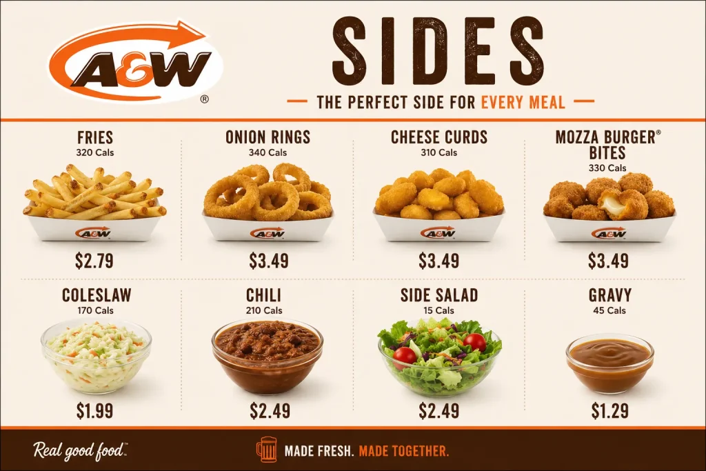 A&W Sides Menu With Prices, Calories & Nutrition PDF 2026
