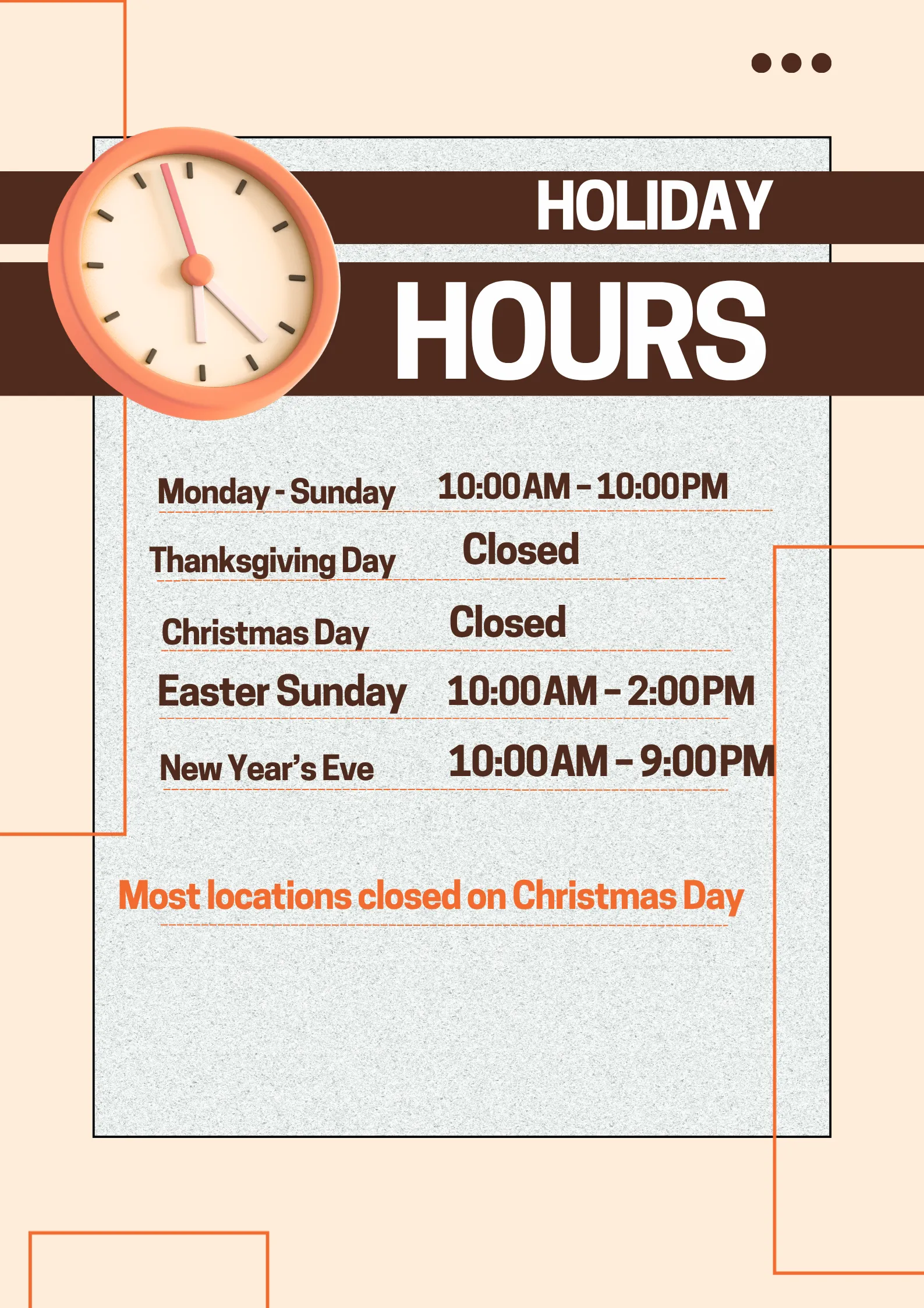 AW Holiday Hours