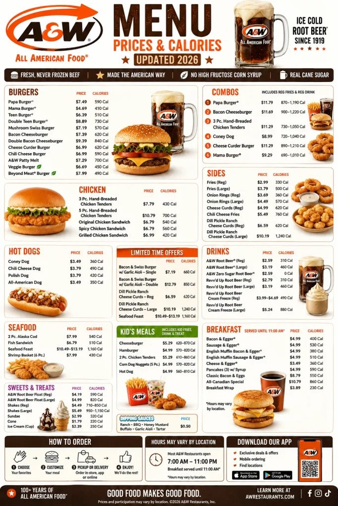 A&W Menu Prices
